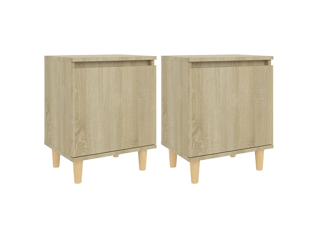 Tables de chevet pieds en bois 2 pcs Chêne sonoma 40x30x50 cm