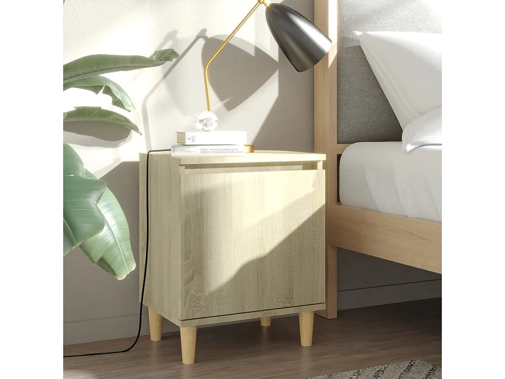 Tables de chevet pieds en bois 2 pcs Chêne sonoma 40x30x50 cm