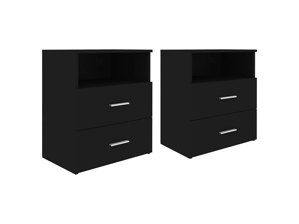 Nachttische 2 Stk. Schwarz 50x32x60 cm
