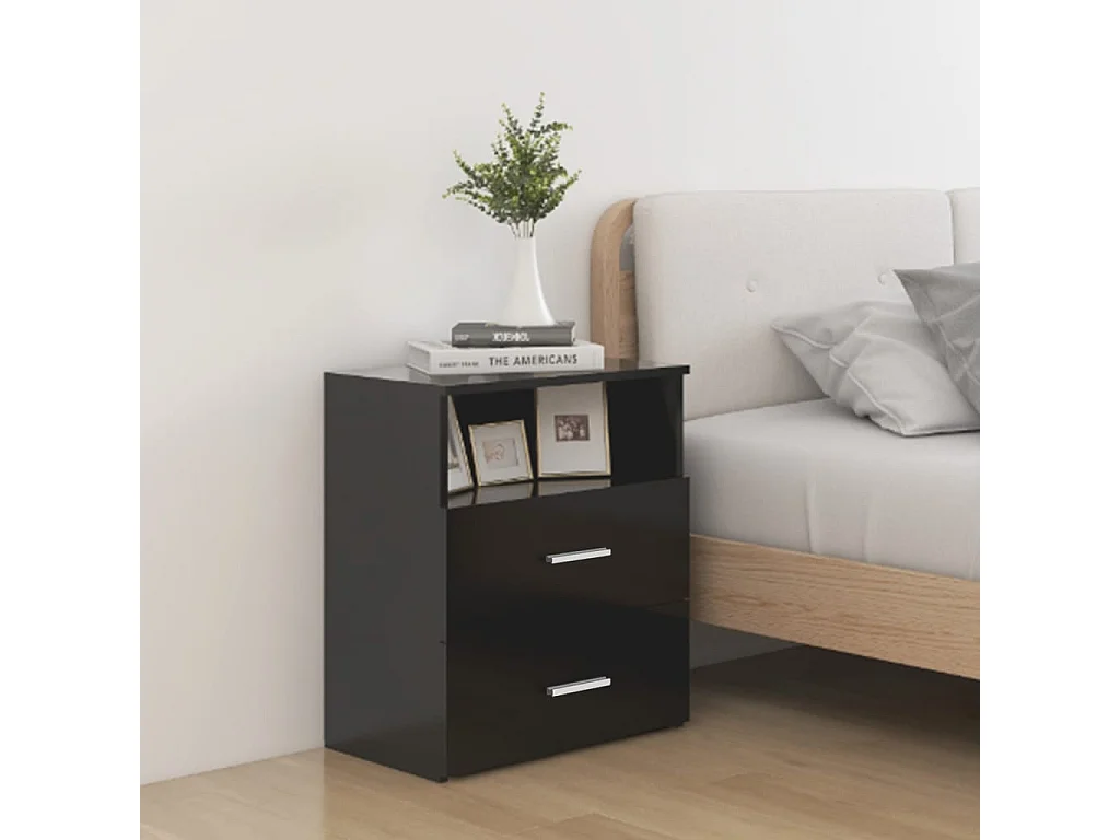 Nachttische 2 Stk. Schwarz 50x32x60 cm