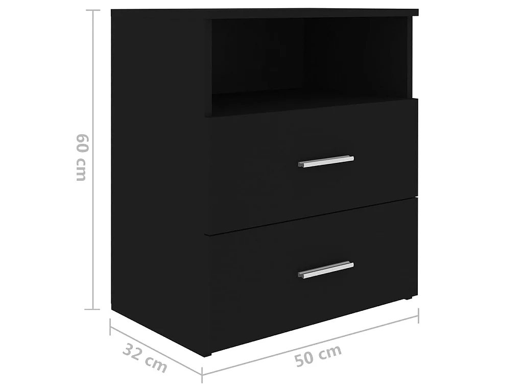 Nachttische 2 Stk. Schwarz 50x32x60 cm