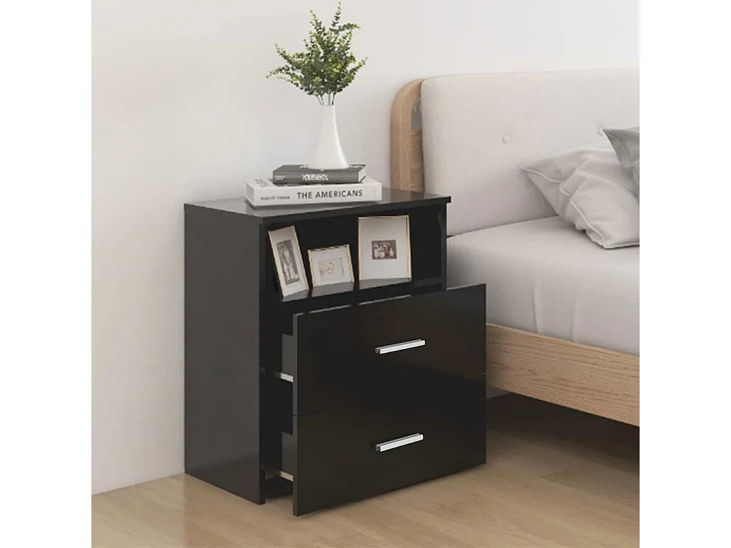 Nachttische 2 Stk. Schwarz 50x32x60 cm
