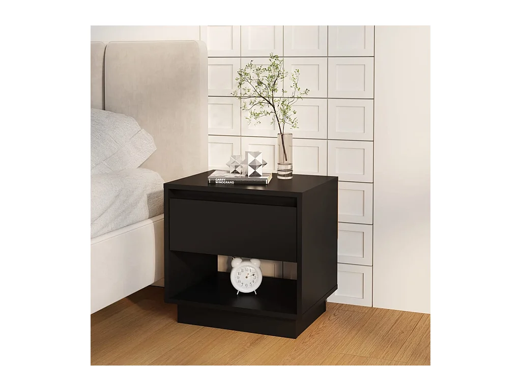 Table de chevet Noir 45x34x44 cm bois d'ingénierie