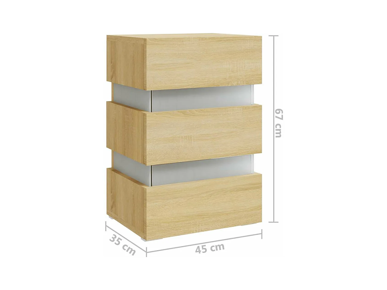 Table de chevet à LED chêne sonoma 45x35x67cm bois d'ingénierie