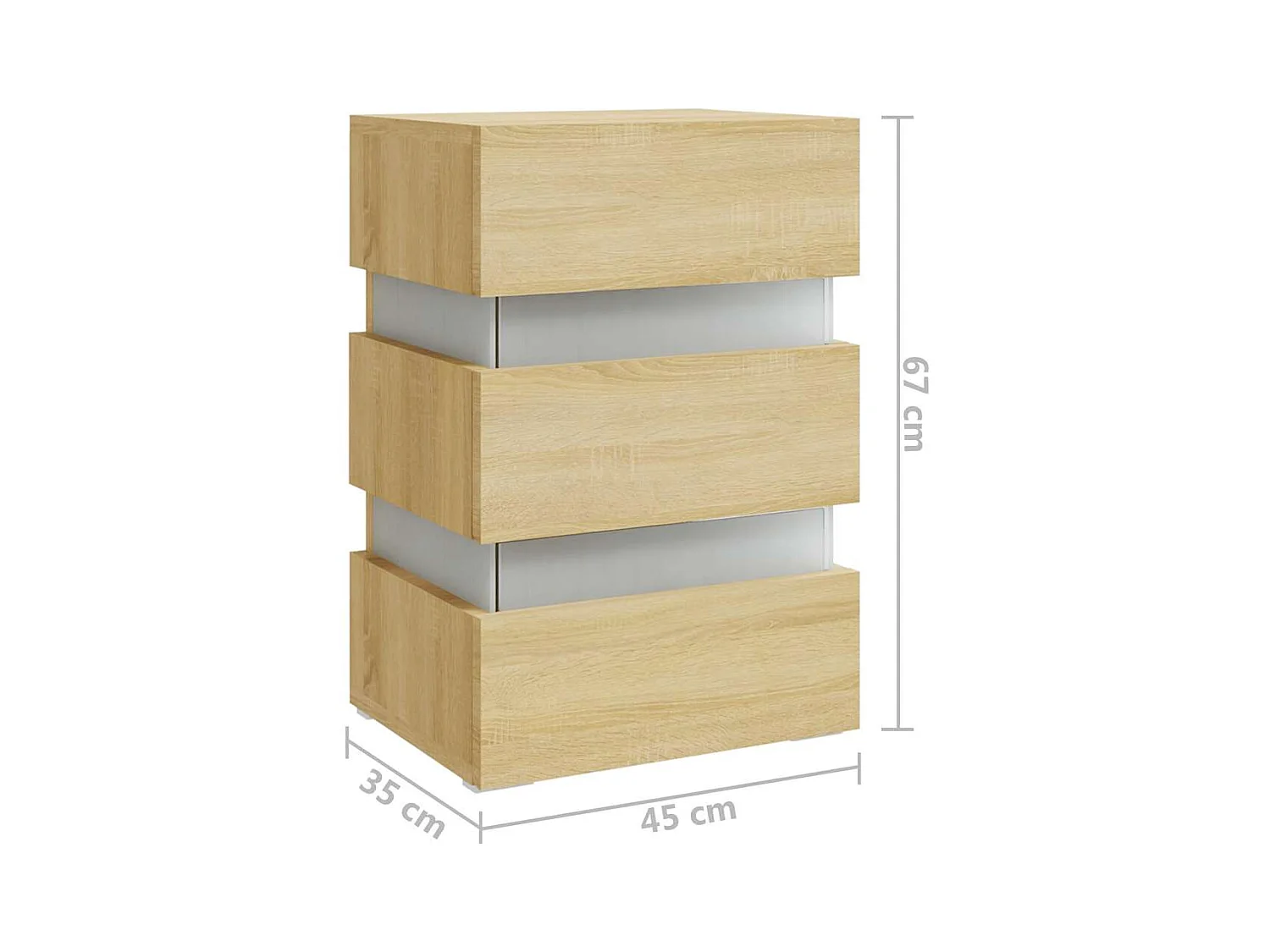 Table de chevet à LED chêne sonoma 45x35x67cm bois d'ingénierie
