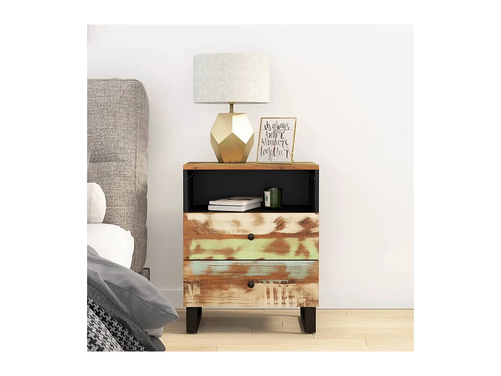 Nachttisch 50x33x62 cm Altholz Massiv & Holzwerkstoff