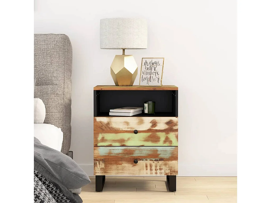 Nachttisch 50x33x62 cm Altholz Massiv & Holzwerkstoff