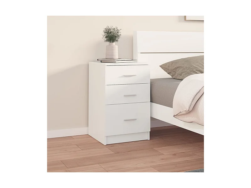 Comodino Bianco 40x40x63 cm in Legno Multistrato