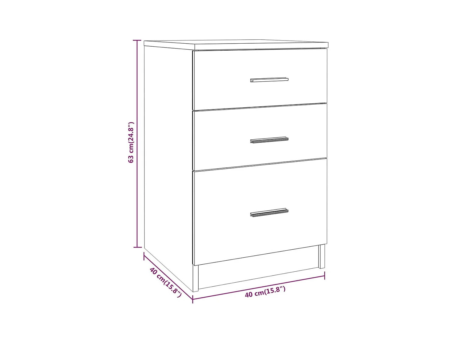 Mesa de cabeceira 40x40x63 cm derivados de madeira branco