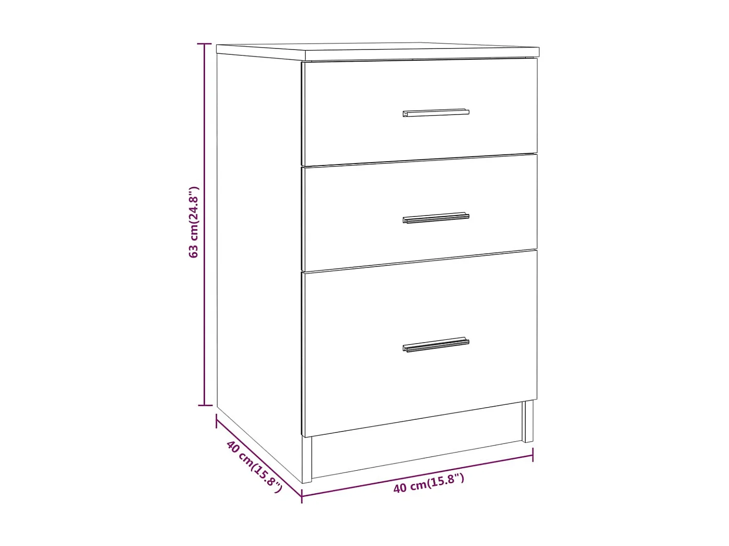 Mesa de cabeceira 40x40x63 cm derivados de madeira branco