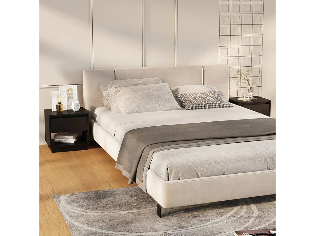 Nachtkastjes 2 st 45x34x44 cm bewerkt hout zwart