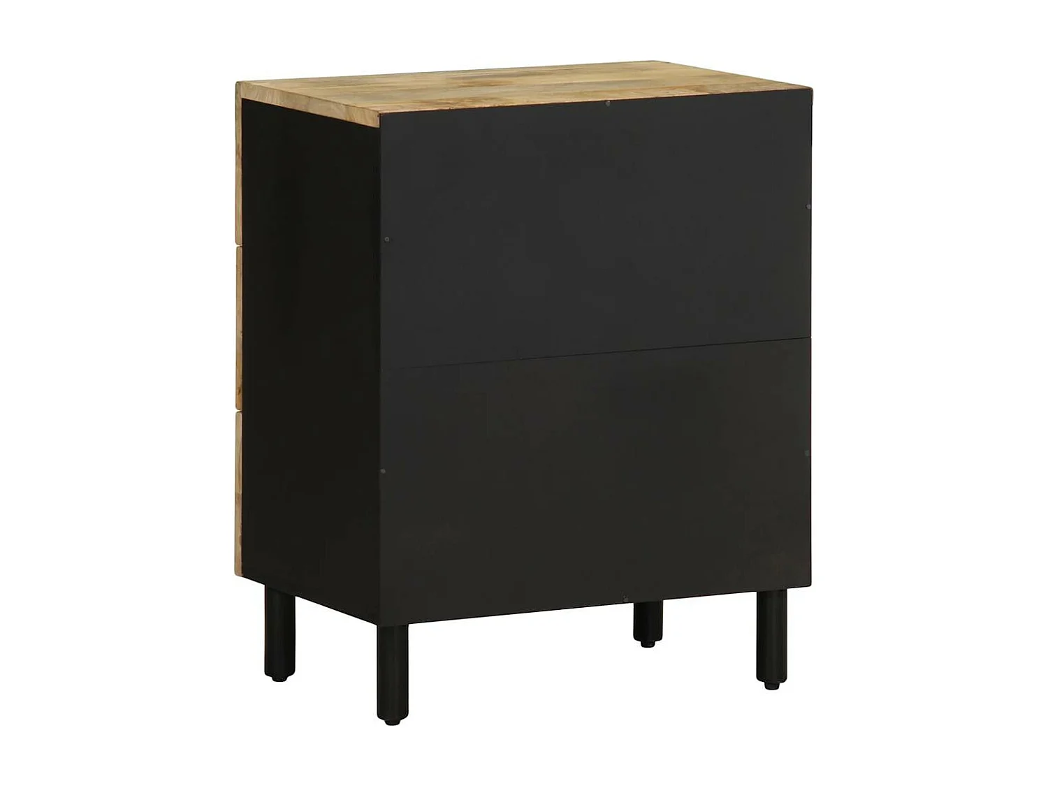 Table de chevet noir 50x33x62 cm bois de manguier massif brut