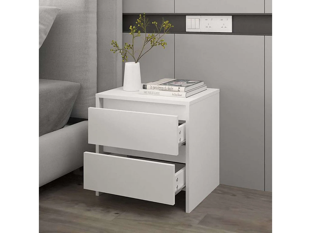 Table de chevet blanc 45x34,5x44,5 cm bois d’ingénierie
