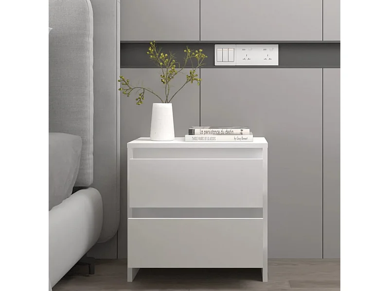 Comodino Bianco 45x34,5x44,5 cm in Legno Ingegnerizzato