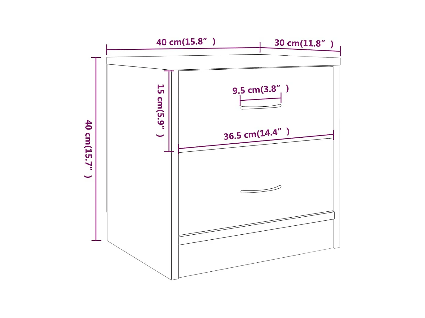 Tables de chevet 2 pcs sonoma gris 40x30x40 cm bois ingénierie