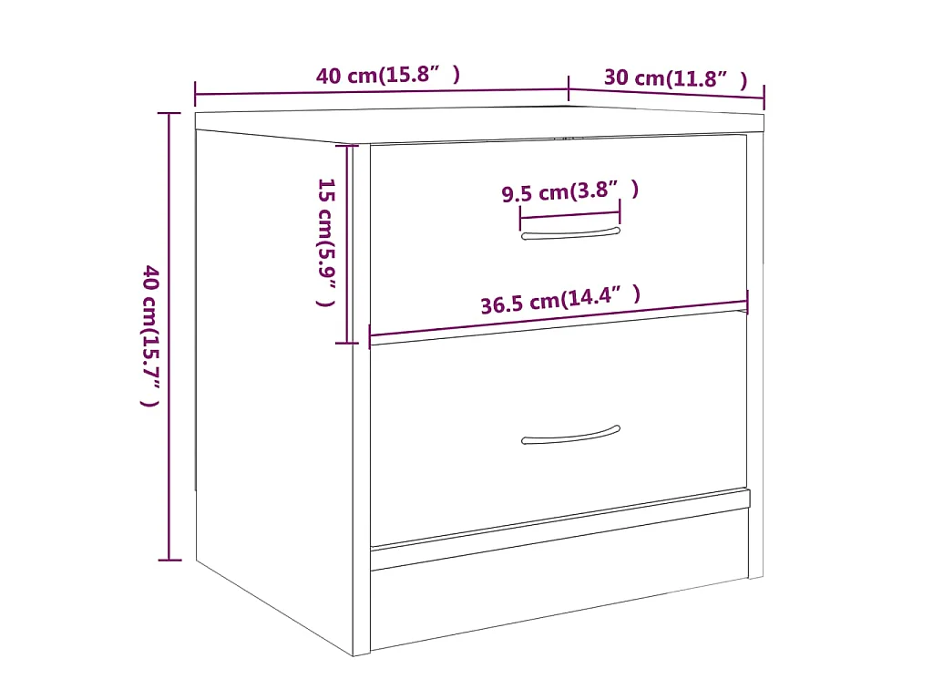 Tables de chevet 2 pcs sonoma gris 40x30x40 cm bois ingénierie