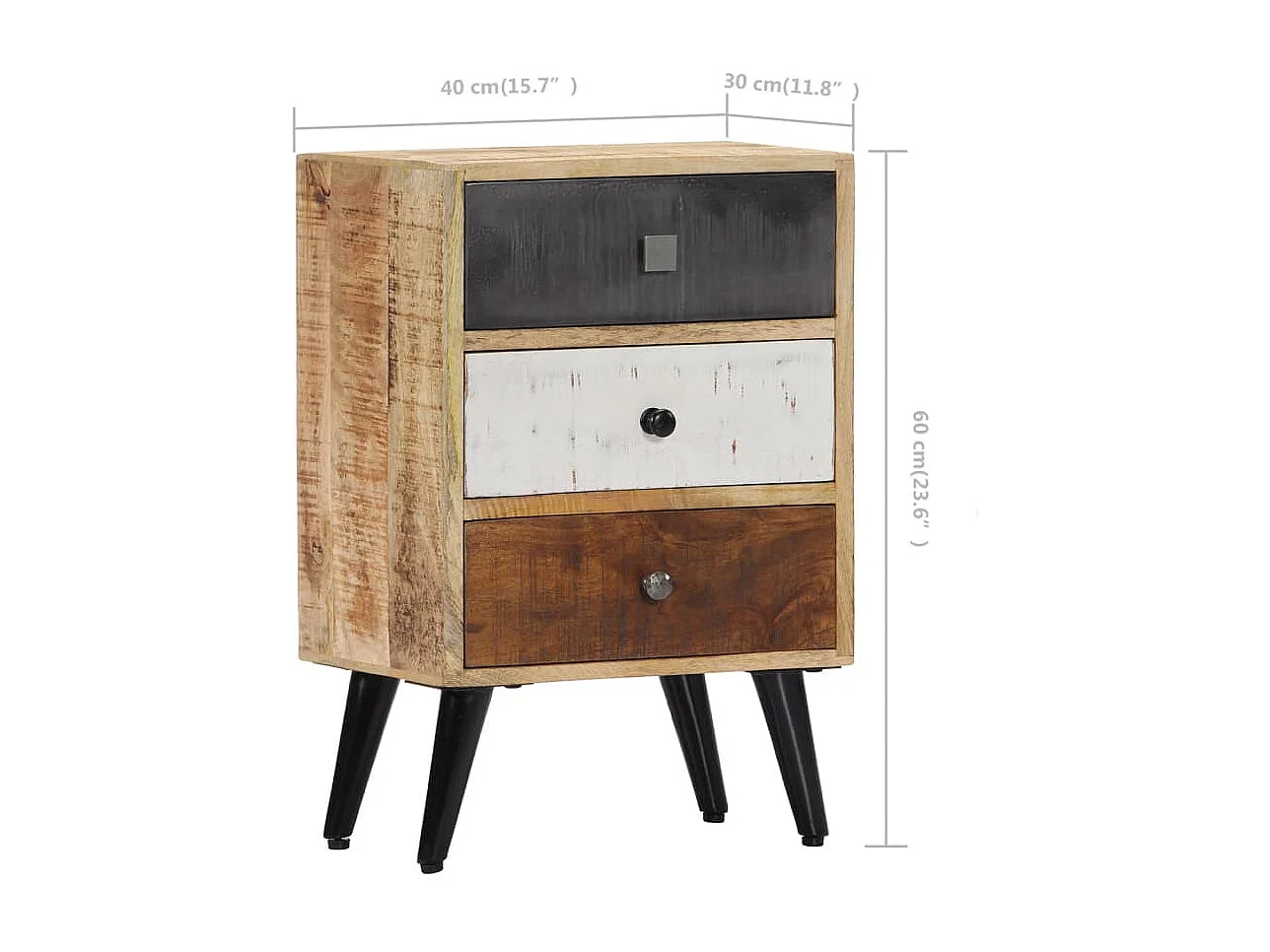 Table de chevet 40 x 30 x 60 cm Bois de manguier massif