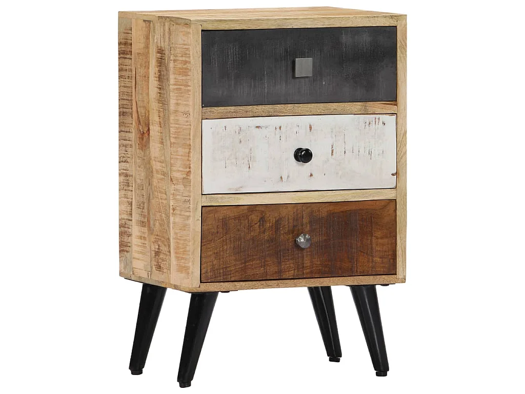 Mesita de noche de madera maciza de mango 40x30x60 cm