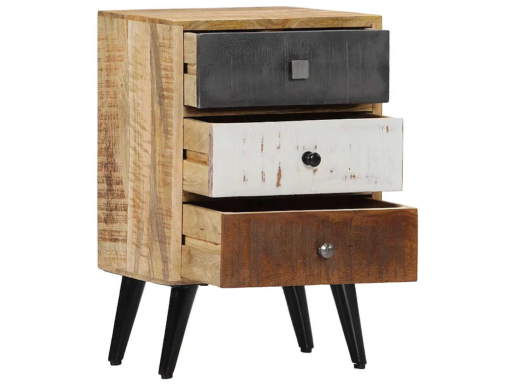 Mesita de noche de madera maciza de mango 40x30x60 cm