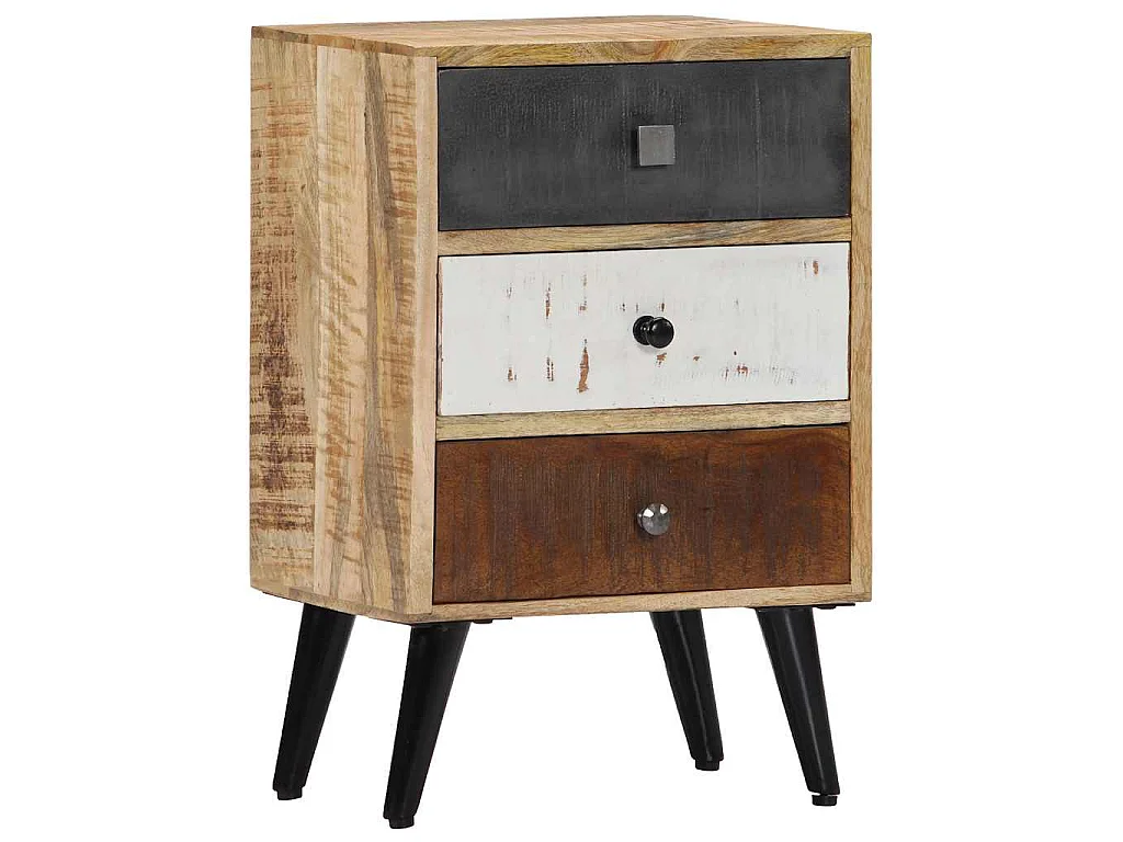 Mesita de noche de madera maciza de mango 40x30x60 cm