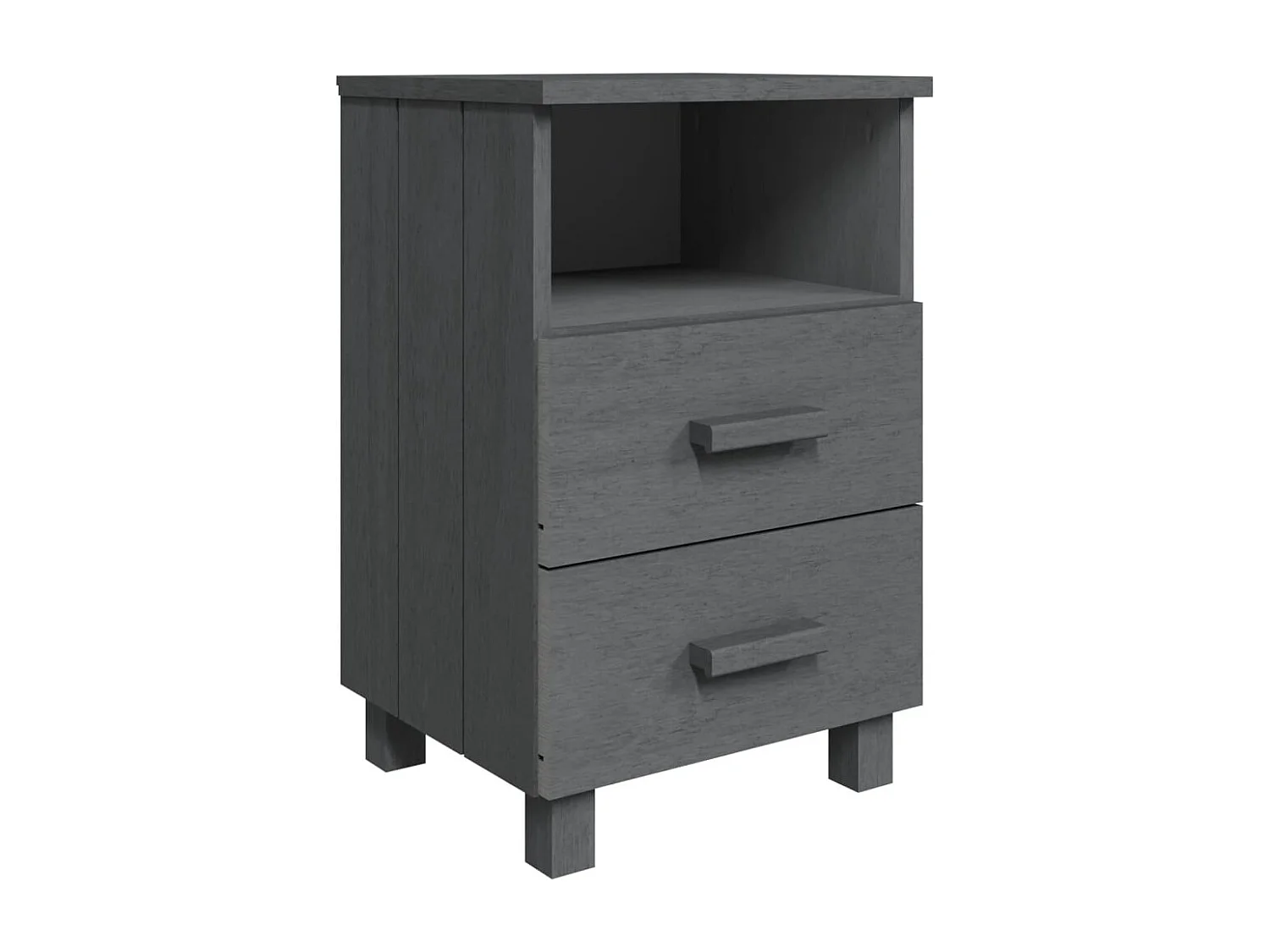 Comodino HAMAR Grigio Scuro 40x35x62 cm Legno Massello di Pino