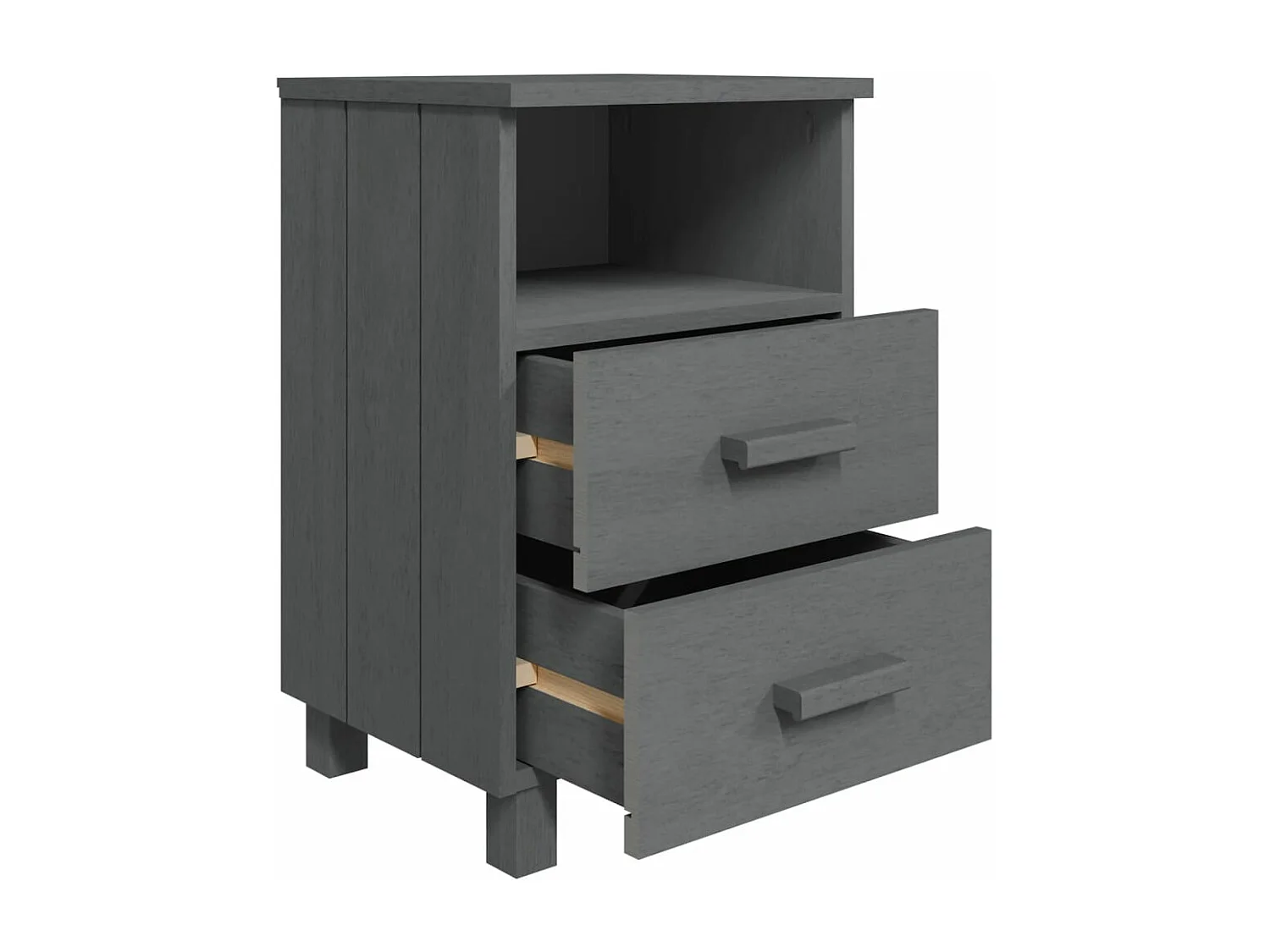 Comodino HAMAR Grigio Scuro 40x35x62 cm Legno Massello di Pino