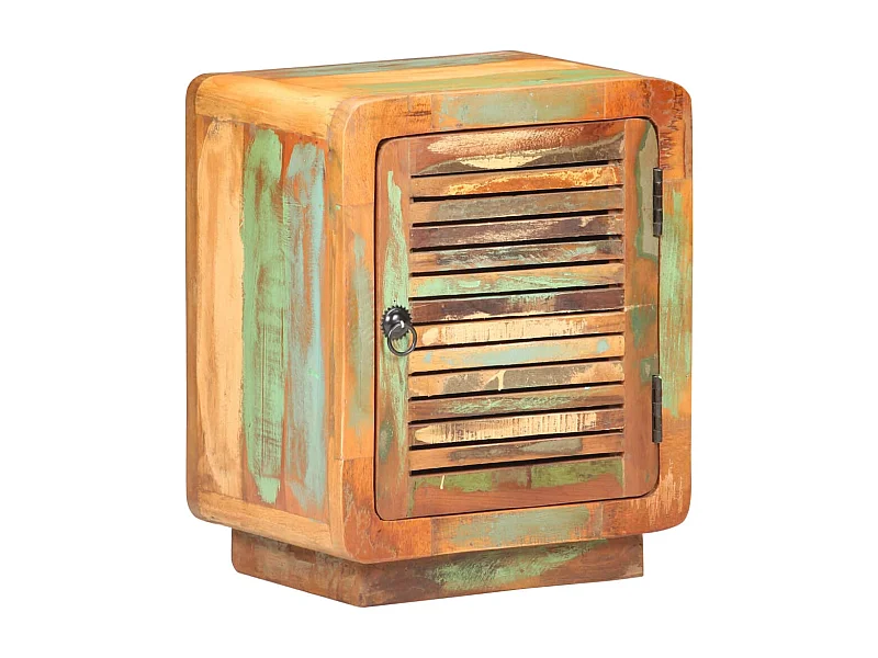 Mesita de noche de madera maciza reciclada 40x30x50 cm