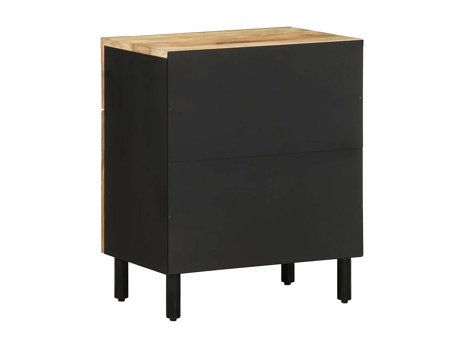 Table de chevet noir 50x33x60 cm bois de manguier massif brut