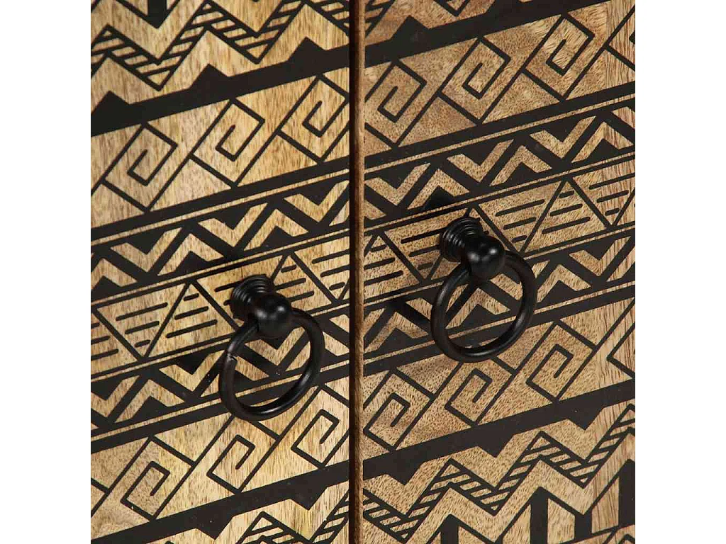 Table de chevet noir 50x33x60 cm bois de manguier massif brut