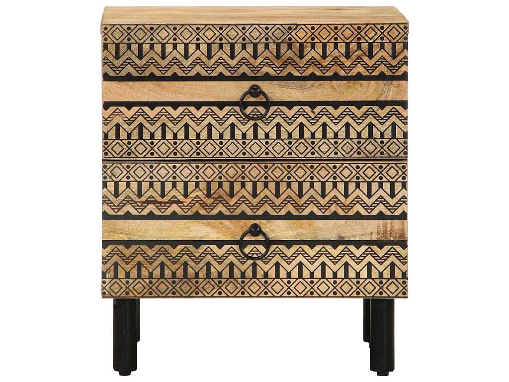 Nachttische 2 Stk. Schwarz 40x33,5x46 cm Raues Mangoholz