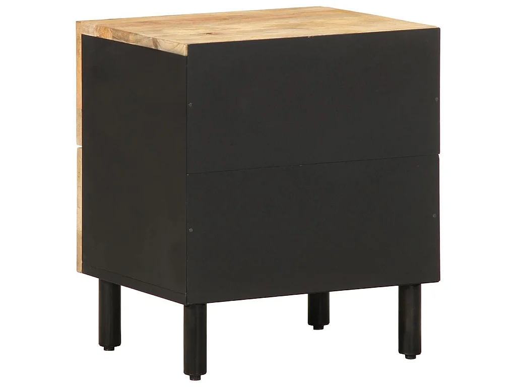 Nachttische 2 Stk. Schwarz 40x33,5x46 cm Raues Mangoholz