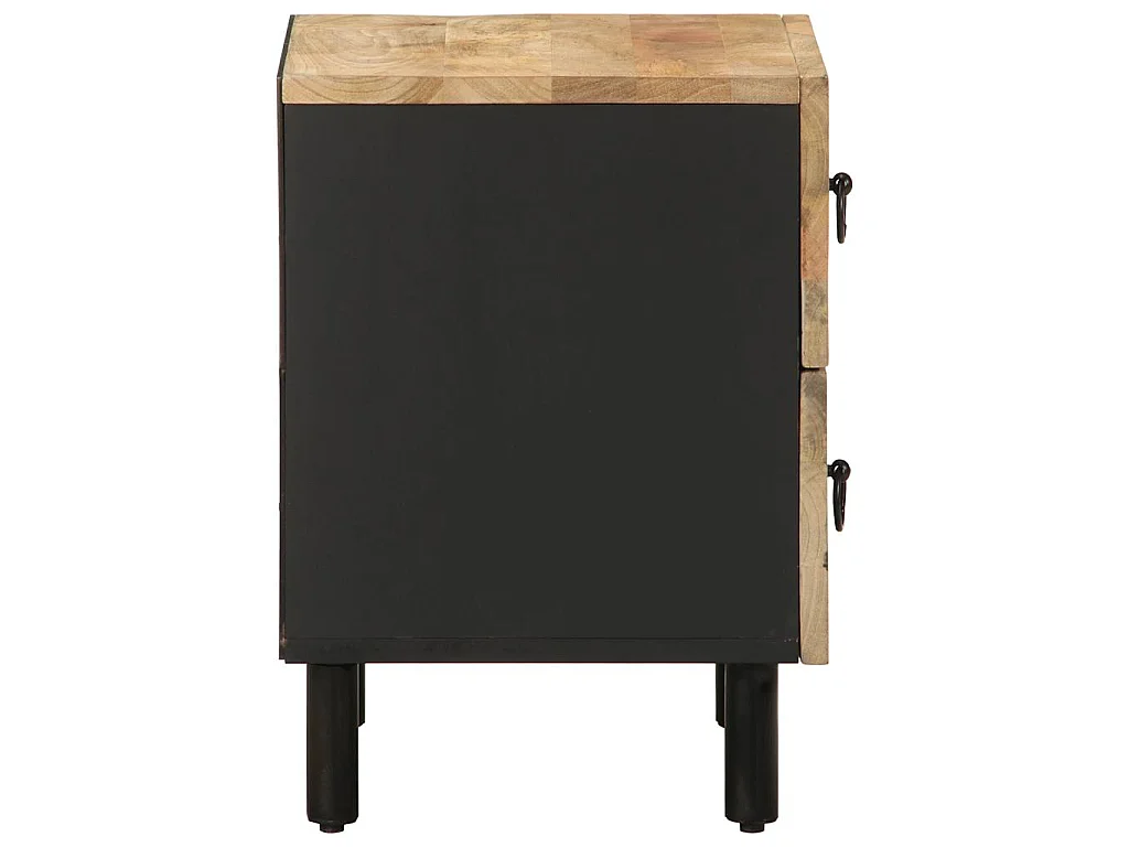 Nachttische 2 Stk. Schwarz 40x33,5x46 cm Raues Mangoholz