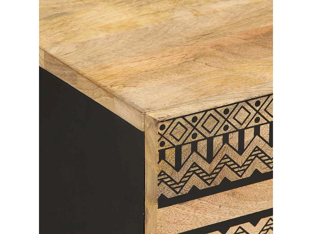 Nachttische 2 Stk. Schwarz 40x33,5x46 cm Raues Mangoholz
