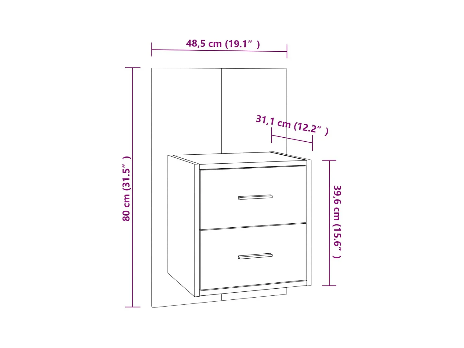 Tables de chevet murales 2 pcs Blanc