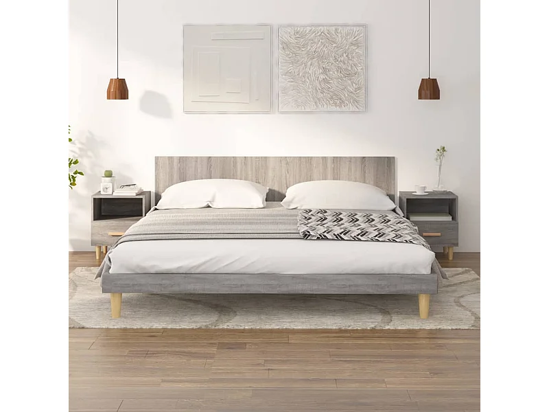 Nachttische 2 Stk. Grau Sonoma 40x35x47 cm