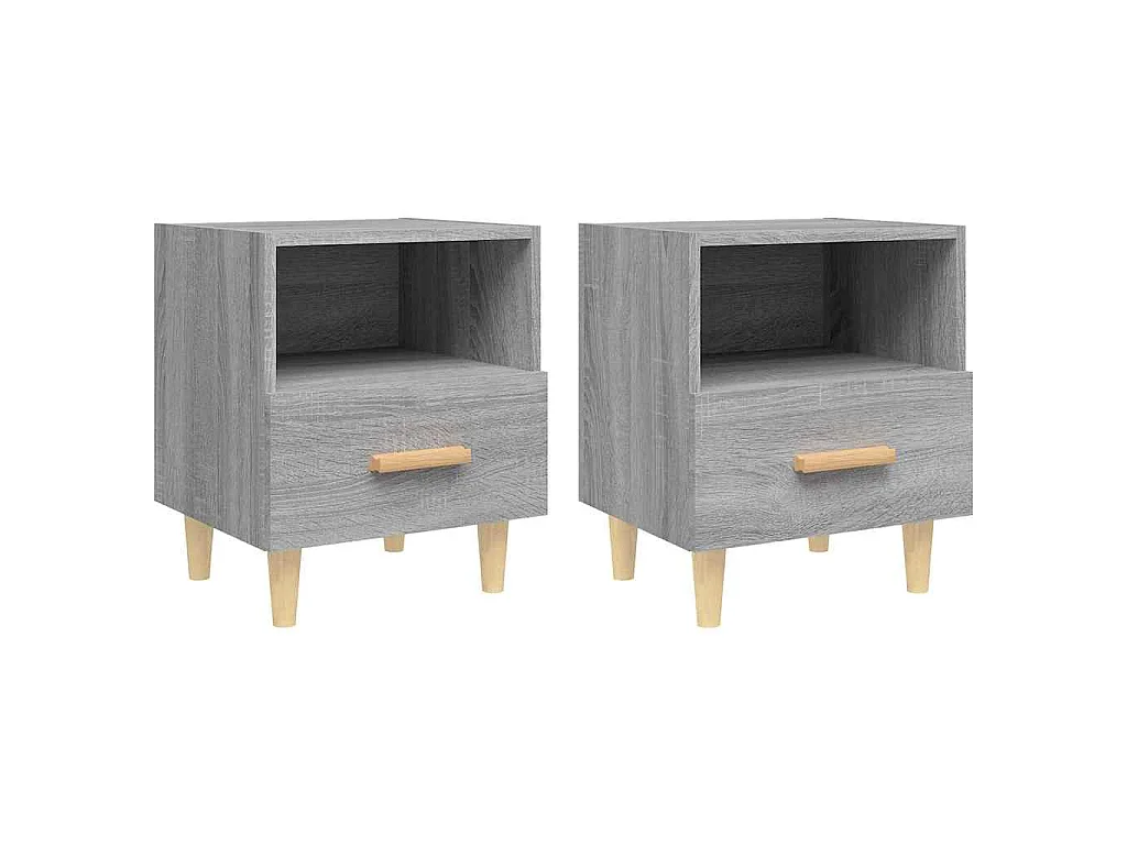 Nachttische 2 Stk. Grau Sonoma 40x35x47 cm