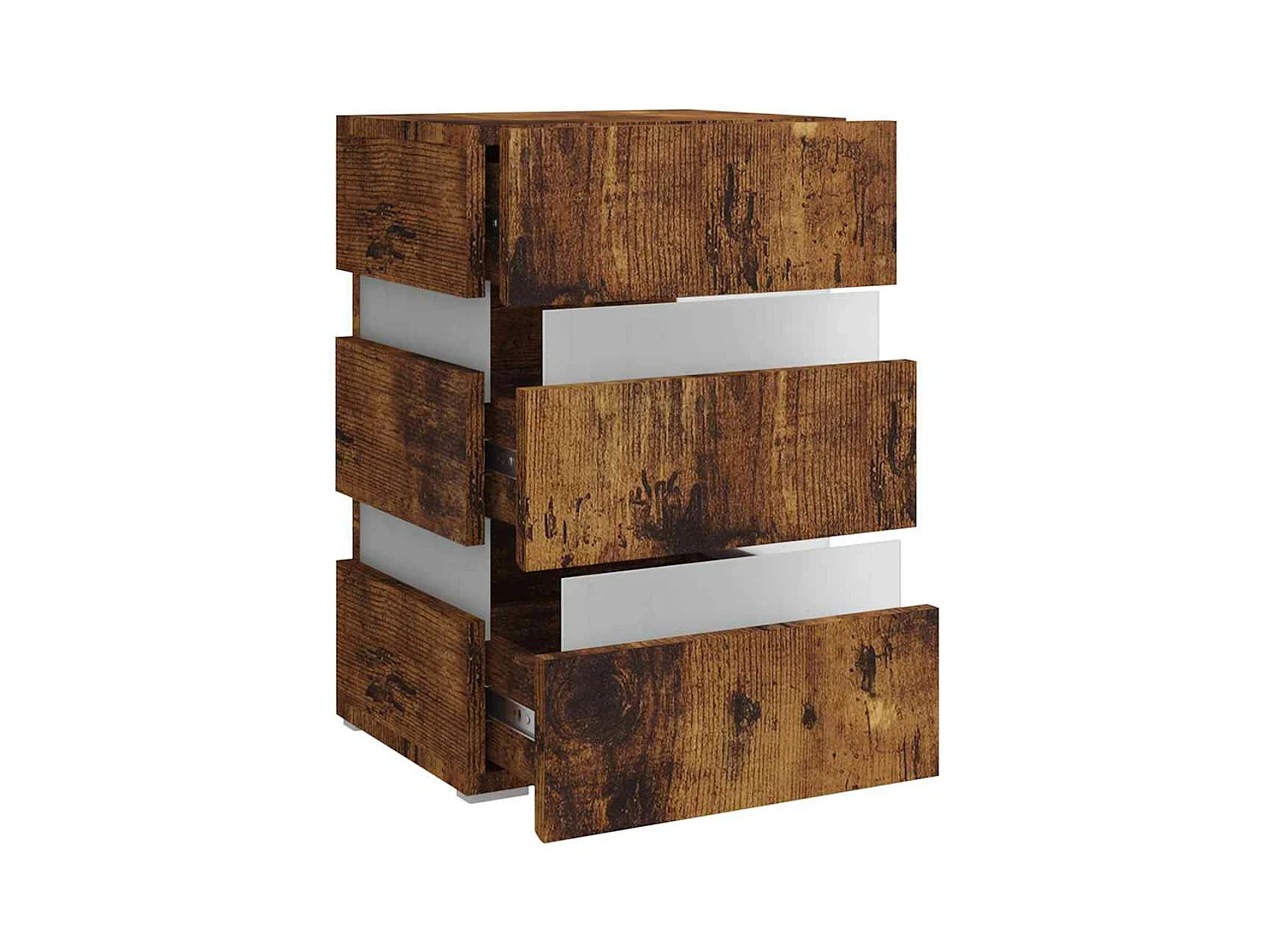 Table de chevet à LED chêne fumé 45x35x67 cm bois d'ingénierie