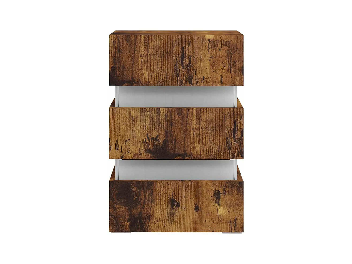 Table de chevet à LED chêne fumé 45x35x67 cm bois d'ingénierie