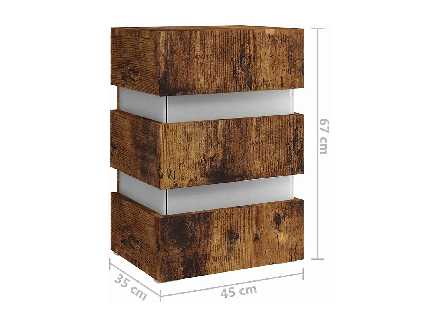 LED-Nachttisch Räuchereiche 45x35x67 cm Holzwerkstoff