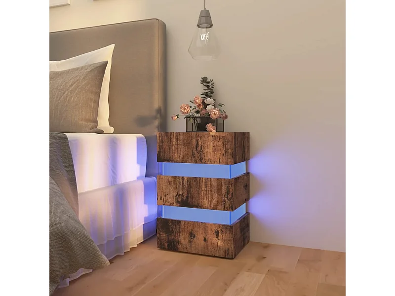 Nachtkastje 45x35x67 cm bewerkt hout gerookt eikenkleurig