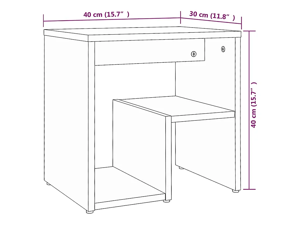 Table de chevet Sonoma gris 40x30x40 cm Bois d'ingénierie