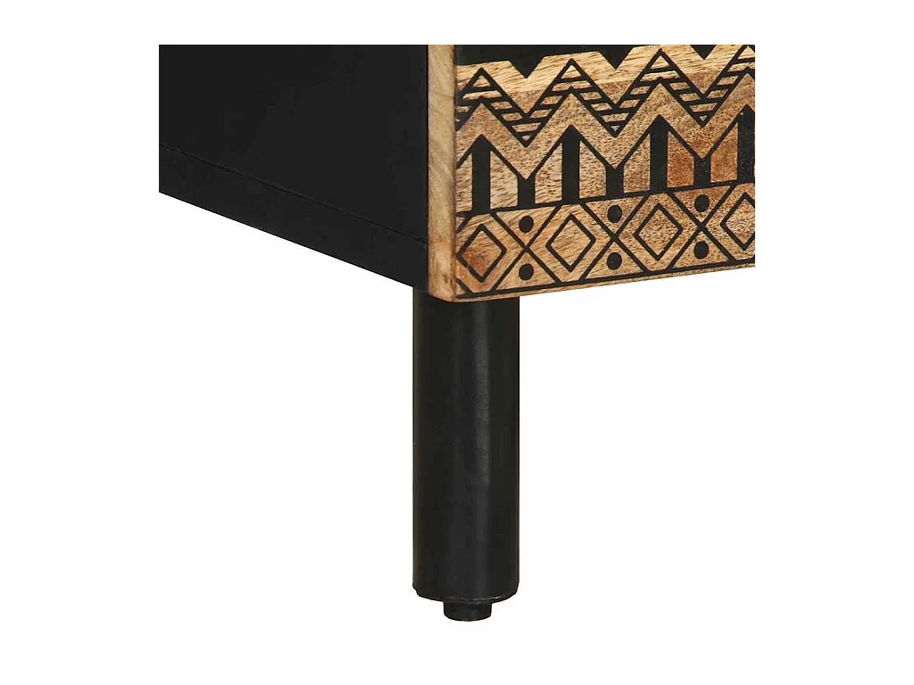 Nachtkastje 50x33x62 cm massief ruw mangohout zwart