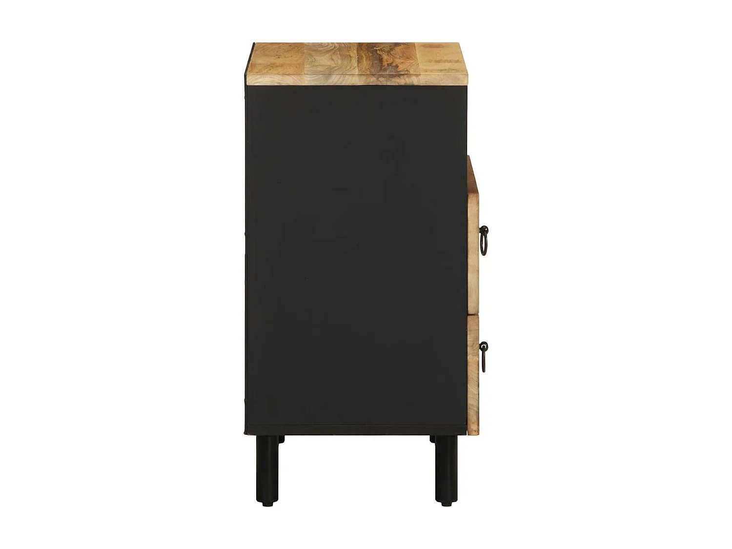Table de chevet noir 50x33x62 cm bois de manguier massif brut