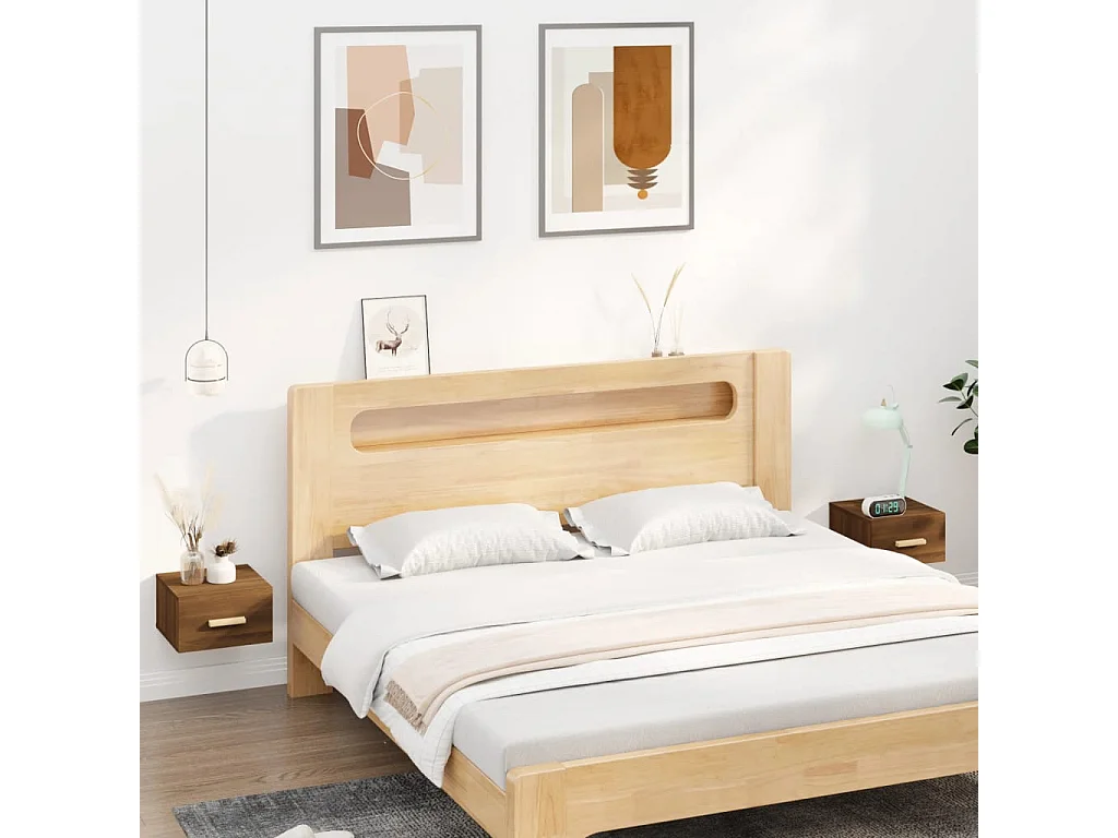 Comodini a Muro 2 pz Rovere Marrone 35x35x20 cm
