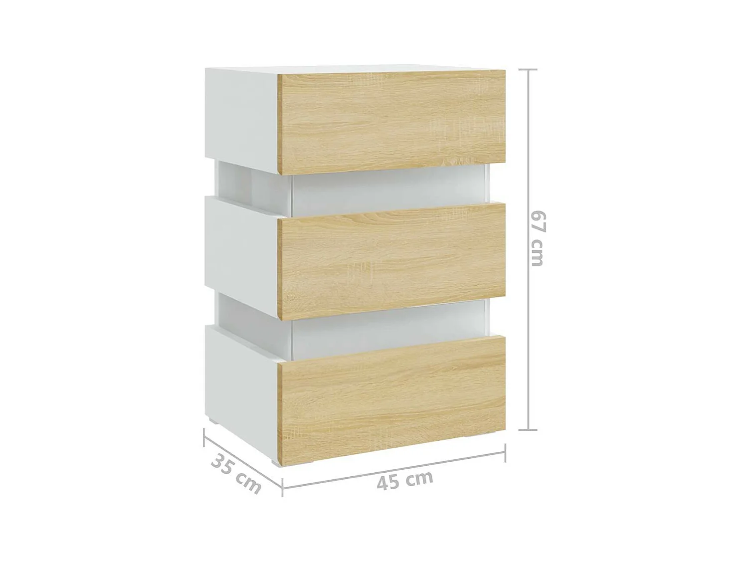 Table de chevet à LED Blanc et chêne sonoma 45x35x67 cm