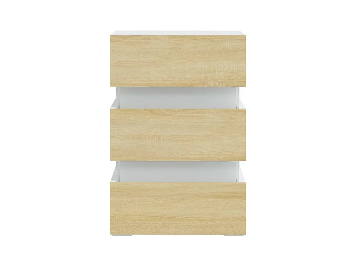 Table de chevet à LED Blanc et chêne sonoma 45x35x67 cm