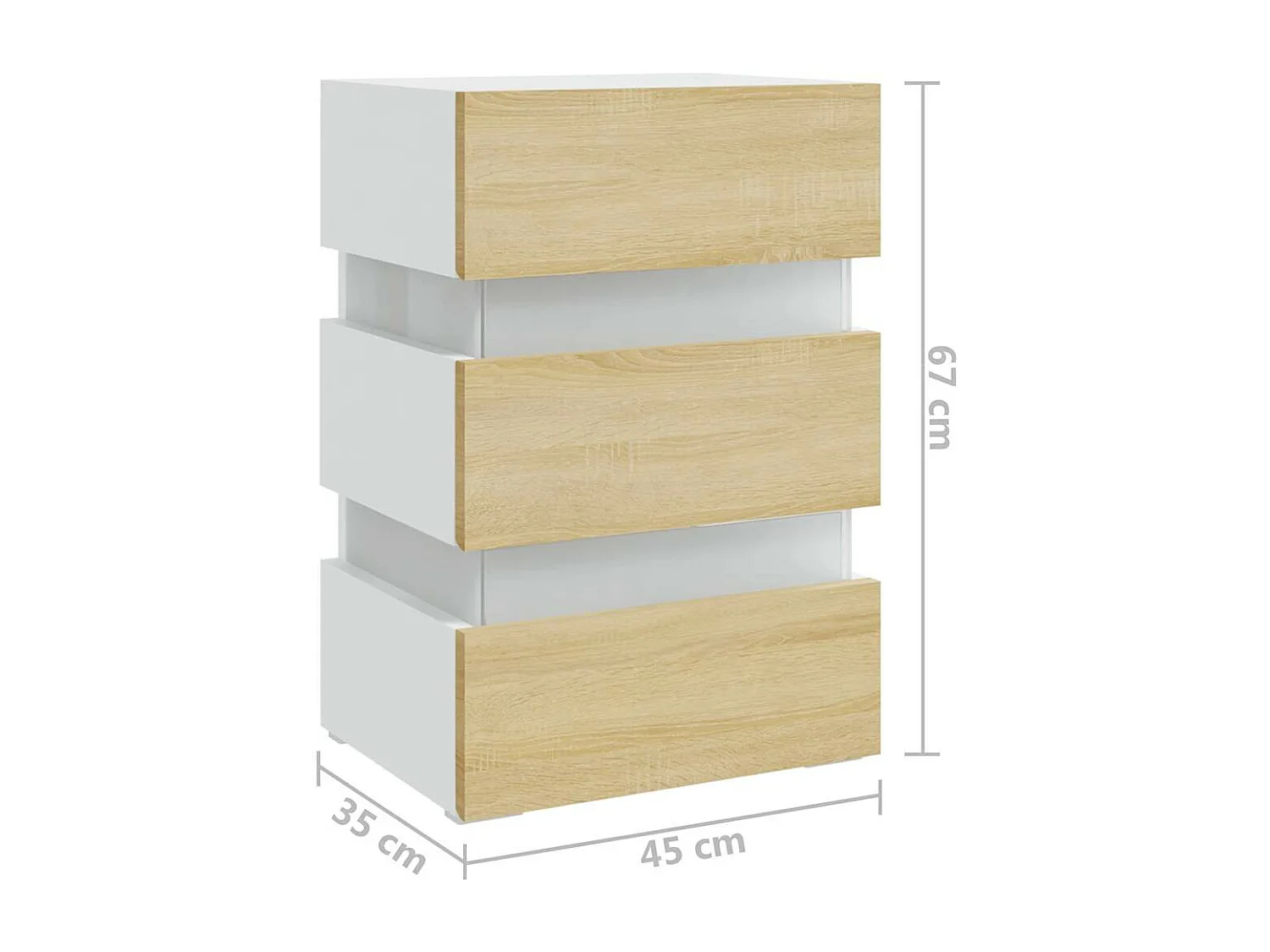 LED-Nachttisch Weiß und Sonoma-Eiche 45x35x67 cm Holzwerkstoff