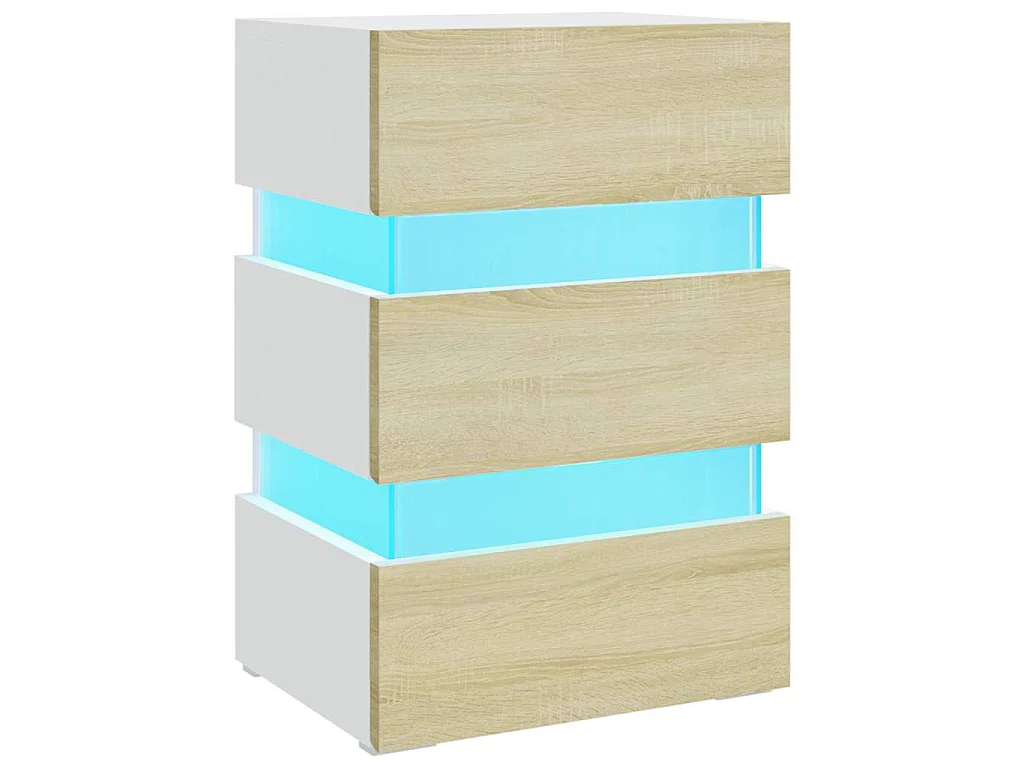 Table de chevet à LED Blanc et chêne sonoma 45x35x67 cm
