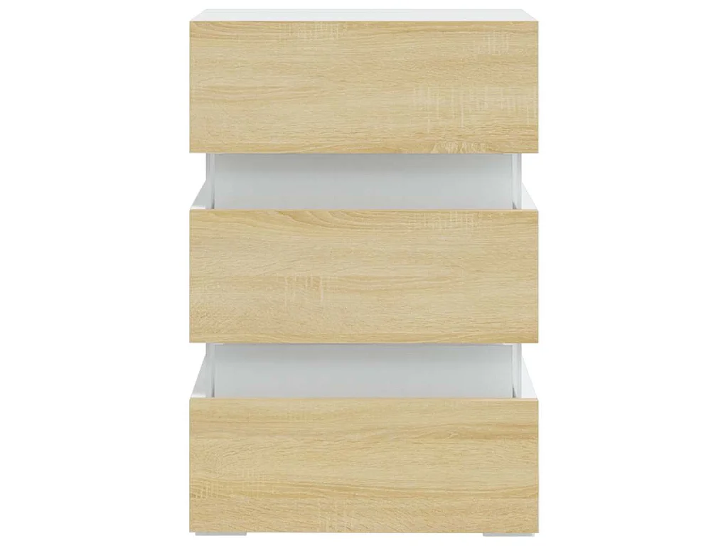 Table de chevet à LED Blanc et chêne sonoma 45x35x67 cm