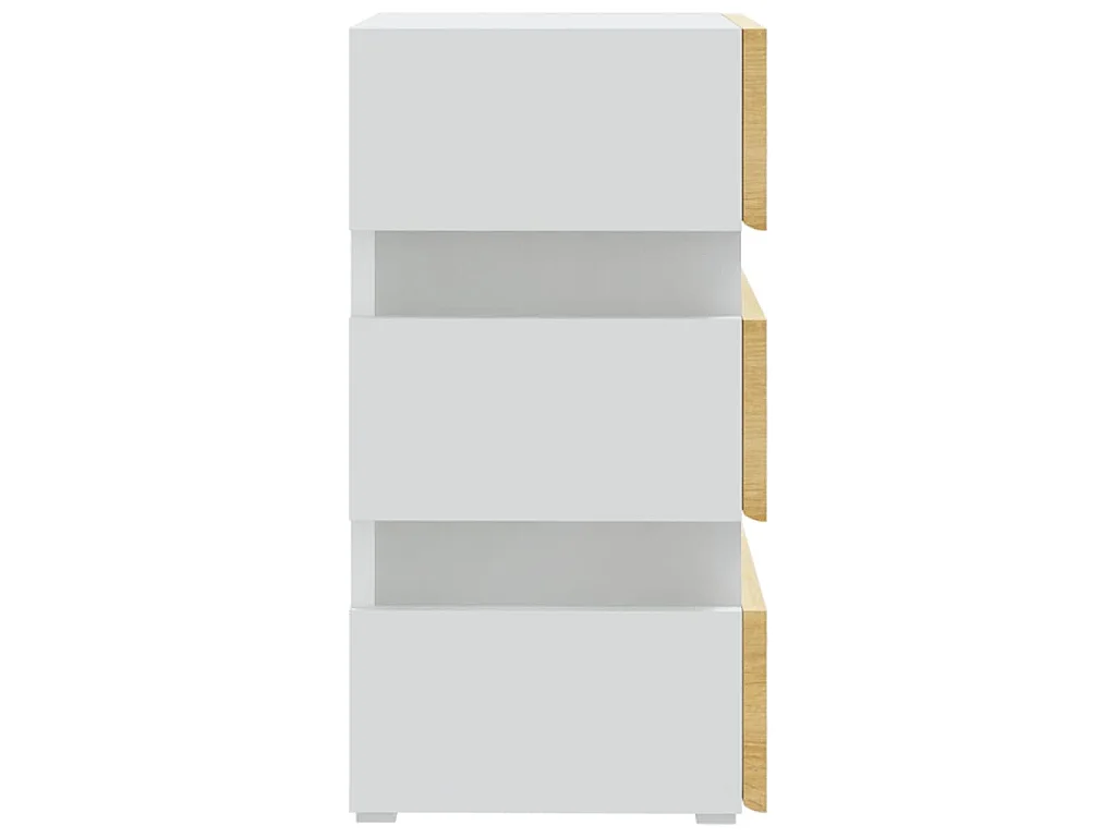 Table de chevet à LED Blanc et chêne sonoma 45x35x67 cm
